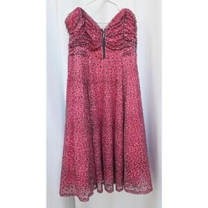 Betsey Johnson Torrid Pink Leopard Mesh Skater Dress Size 20 NWT Plus Size Prom